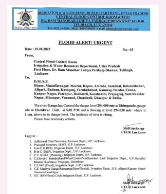 हरिद्वार से छोड़ा गया गंगा का पानी, बिजनौर के गांवों में बढ़ सकती है खतरे की आशंका